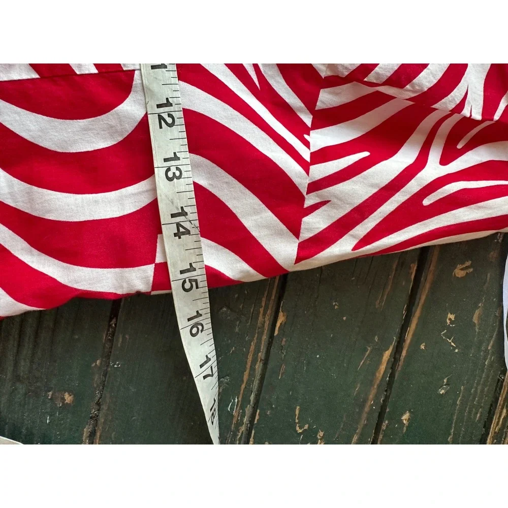 Yves Cossette Depeche Mode Red White Swirl Print A-Line Dress‎ Size 6 V-Neck